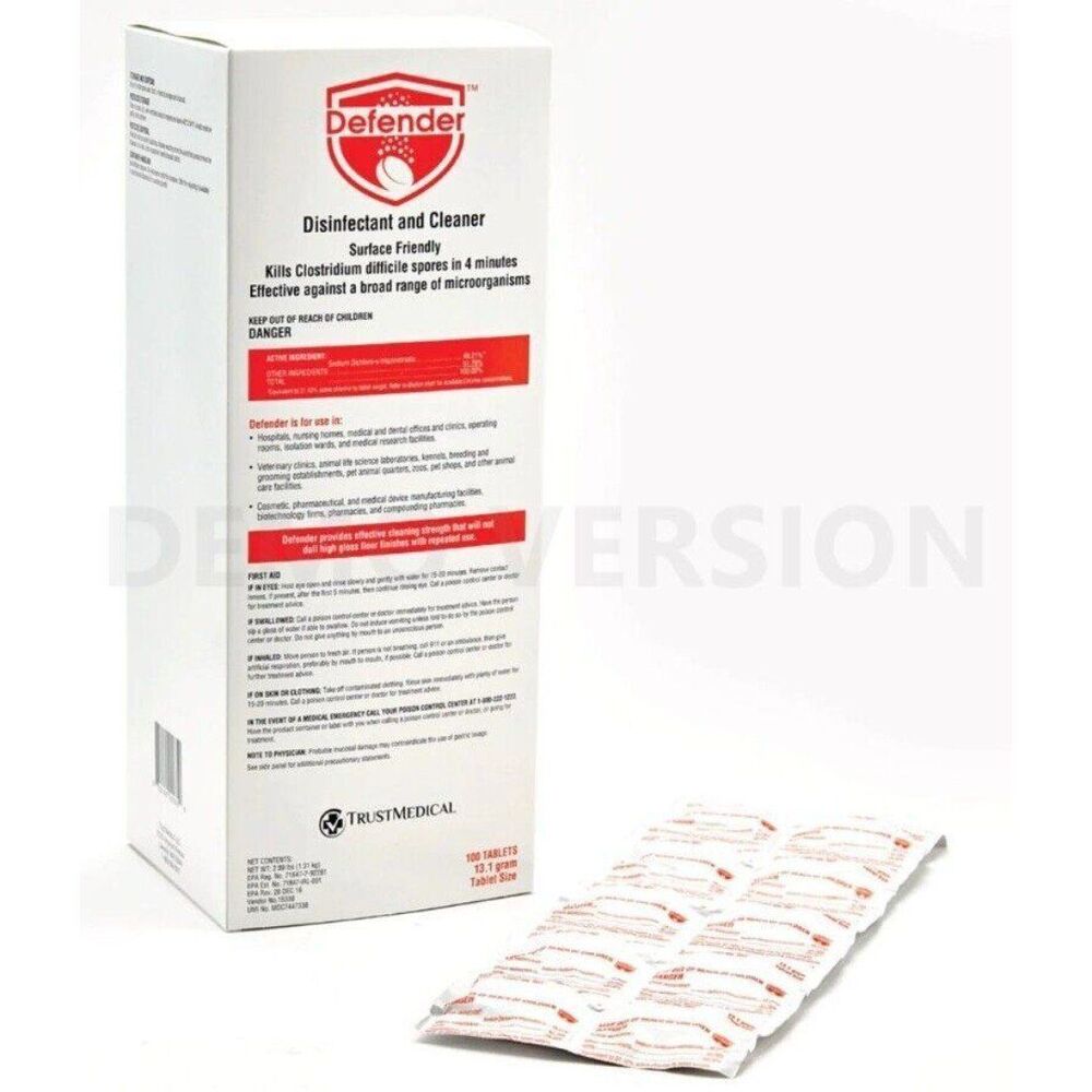 Defender Sporicidal Disinfectant Tablets, Bleach-Free, 100/Box (MDCT447338)
